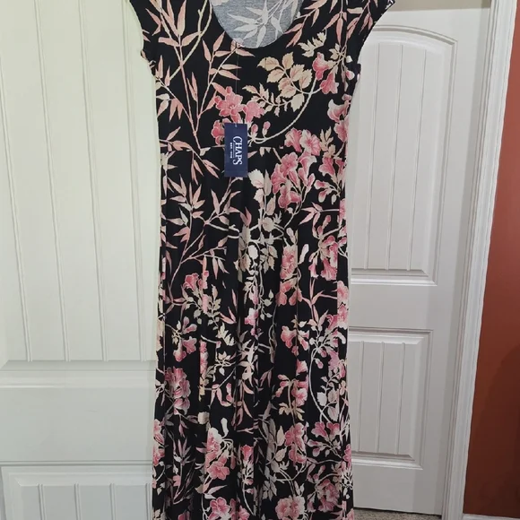 Chaps | Dresses | Chaps Pink Flutter Sleeve Maxi Dress | Poshmark